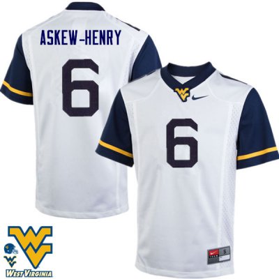 Men's West Virginia Mountaineers NCAA #6 Dravon Askew-Henry White Authentic Nike Stitched College Football Jersey SD15Q36IJ